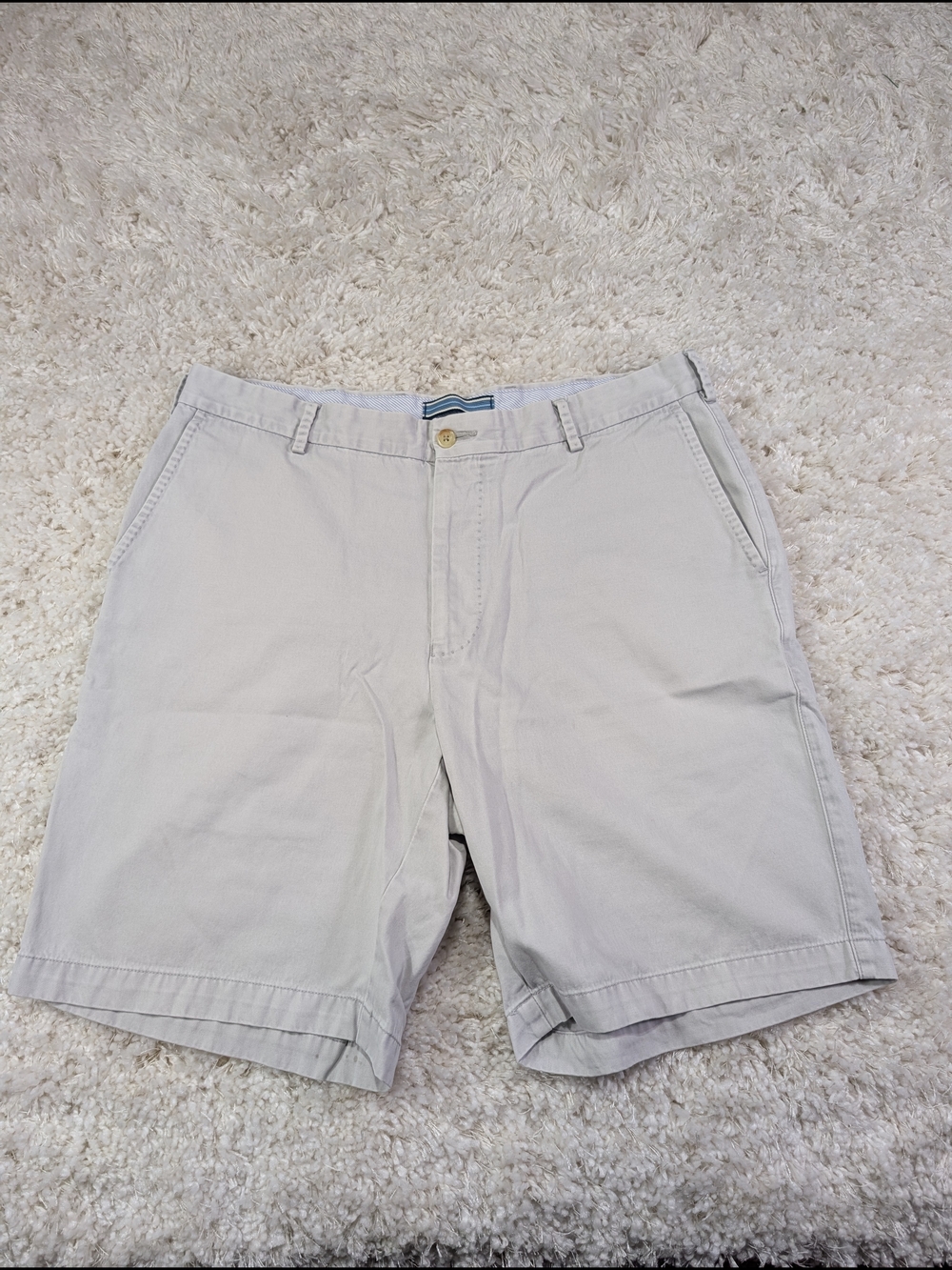 Peter Millar Light Beige Flat Front Cotton Shorts